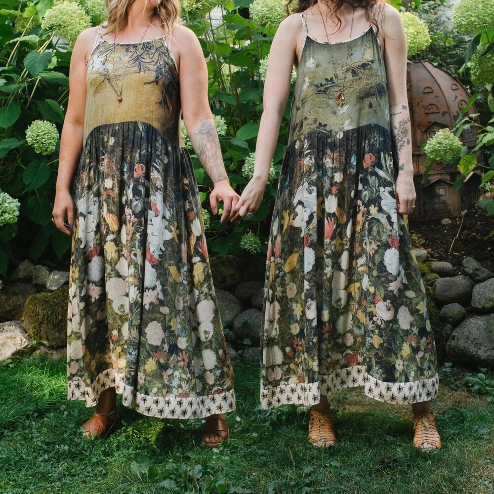 Market of Stars I Dream in Flowers Bohéme Slip Dress and Scarf Size S/M - Picture 2 of 16